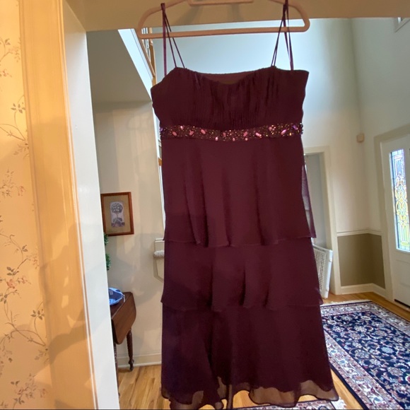 Purple Tiered Evening Dress - Picture 1 of 4